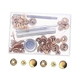 Veemoon 12 Sätze Druckknopfverschluss schuhreparatur werkzeug-set gurtverschluss Knopfwerkzeug leathercrafting Pflicht schwer schnappt Lederschnalle Druckknopf aus Leder Legierung Golden