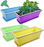 YXUANYZNB Blumentöpfe für den Außenbereich, 43,2 cm, rechteckiger Blumenkasten mit Tablett, Gemüse-Anzuchtbehälter, violett, 43,2 cm