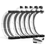 ABNO1 Netzteil-Kabelverlängerungs-Set, 30 cm Länge mit zwei Sets von Kabelkämmen, 1 x 24-polig/2 x 8-polig (4+4)/3 x 8-polig (6P+2P), PC-ummanteltes Kabel für ATX-Netzteil (weiß/grau)