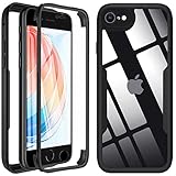 Hülle Für iPhone SE 2022,Hensinple iPhone SE 2020 / iPhone 7/8 Handyhülle Mit Eingebautem Displayschutz, 360° Stoßfest Robust Case Schutzhülle für iPhone SE 2022/SE 2020/7/8 4.7 Zoll,Schwarz