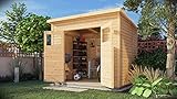 Alpholz Gerätehaus Mollie 251x199 cm Fichtenholz 14 mm Wandstärke Pultdach Holzhaus mit Montagematerial