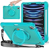 Tablet-Taschen-Hülle Hülle kompatibel mit iPad Air 5/4 10,9'' 2022/2020/Pro 11 2021/2020/2018, Hart-PC+TPU Slim Case 360 ​​Grad drehbarer Griff Standhalterung Heavy Duty Rugged Cover W Kickstand Schul