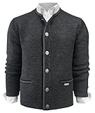 Trachtenjacke Strickweste Janker Strickjacke Wolljacke Strickjanker Herren Trachten Jacke Weste Schurwollmischung Trachtenjanker Strick Trachtenweste waschbar dunkelgrau braun, Größe:50, Farbe:grau
