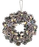infactory Türkranz: Advents- und Weihnachtskranz mit LED-Beleuchtung, grün/braun, Ø 30 cm (Türkranz Advent, LED-Türkranz Weihnachten, Lichterketten)
