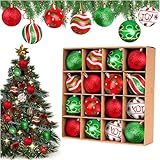 Weihnachtskugeln Kunststoff Set,16 Stücke 6 cm Weihnachtsbaumkugel Dekoration, Plastik Weihnachtskugeln Funkelnd Für Weihnachtsbaum Dekoration Indoor Outdoor
