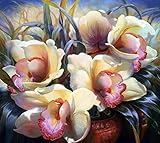 Eiialerm Kreuzstich Stickpackungen Blumen DIY Vorgedruckt Kreuzstich Stickbilder 11CT Sticken Set für Erwachsene Anfänger Home Decor 40x50cm