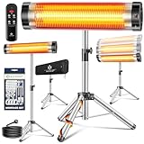 KESSER® Infrarotstrahler Heizstrahler Terrassenstrahler 2500W mit Fernbedienung inkl. Schutzhülle höhenverstellbarem Teleskopstativ Wickeltischstrahler Terrassenheizer Quarzstrahler Infrarot