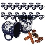 MamboCat 36er Set Glühweinbecher 0,2L mit Eichstrich I Klassische Weihnachtsmarkt Tasse mit Wintermotiv I Glühweintassen mit Henkel I Großpackung Gastronomiebedarf Becher aus Keramik dunkelblau