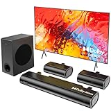 Hiwill 5.1CH Soundbar für TV Geräte, Dolby Atmos Soundsystem, 2 kabelgebundene Surround-Lautsprecher, Sound Bar für Fernseher mit 5.25'' Subwoofer, Klare Stimme, 380W Spitzenleistung, HiElite A51