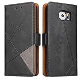 BININIBI Hülle für Samsung S6, Klapphülle Handyhülle Schutzhülle für Samsung Galaxy s6 hülle, Lederhülle Handytasche mit [Kartenfach] [Standfunktion] [Magnetisch] für Samsung Galaxy S6, Schwarz