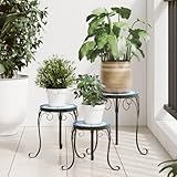 Frdhee Eckpflanzenständer Deko Wohnzimmer,Pflanzenständer 3 Stk. Blau und Weiß Keramik,Stabil und Platzsparend,Ideal für Wohnzimmer,Balkon und Büro