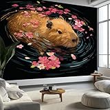 Wandtapete Minimalistisch Cartoon Tier Capybara Fototapete Schwarz Vliestapete Bild Dekoration Wand-Dekor, 200 x 140 cm 3D Effekt Tapete Panorama Poster Für Schlafzimmer Wohnzimmer Kinderzimmer