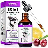 15-in-1-Multivitamintropfen für Hunde, Vitamine und Nahrungsergänzungsmittel für Hunde, natürliche Multivitamine und Mineralien– Glucosamin, MSM Hüfte und Gelenke, Immunsystem