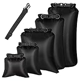 Camppy 6 StüCk Wasserdichtes Packsack Set für Kajak Fahren Bootfahren,Trocken Sack Draussen Aufbewahrung für Kanufahren Camping Schwimmen Wandern,Schwarz