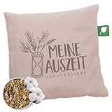 Herbalind Kräuterkissen Meine Auszeit Taupe 20x20 cm - Erkältungskissen mit Füllung ohne Chemie - Deko Kissen Bezug 100% Baumwolle, als Hausmittel bei Erkältung, Duftkissen, Aromakissen, weiß