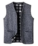 Harbrosrce Herren Strickweste Fleece-Fütterung Ärmellose V-Ausschnitt Strickjacke mit Taschen Winter Dicker Gilet Freizeitweste
