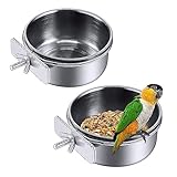 Amfrpar 2 Stück 12cm Vogel Futternapf zum Einhängen Vogelnapf Edelstahl mit Halter Vogelfutterschale Papagei Futter Schüssel Fütterungsbecher für Vogelkäfig Vogelhaus Kleintiere
