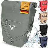 Valkental® Große & wasserdichte Gepäckträgertasche [28L] Abschließbare Befestigung [PVC frei] Fahrradtasche für Gepäckträger mit großen Reflektoren - Inkl. Tragegurt & Innenfächer - Geprüfte Qualität