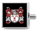Select Gifts Mitchell Wales Familienwappen Manschettenknöpfe, Sterlingsilber, gravierte Box