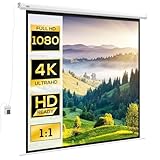 HOMCOM Beamer-Leinwand Elektrisch 172 x 172 cm 1:1 Projektionsleinwand mit Fernbedienung, Filmleinwand für Heimkino, Präsentation, Metall, Weiß