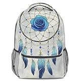 Dreamy Rose Rucksack mit Traumfänger-Aufdruck, stilvoll, leicht, für Teenager, Mädchen, Schule, Büchertasche, lässiger Reise-Tagesrucksack, Farbe1, L