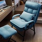 Blauer Ohrensessel mit Liegefunktion und Fußhocker Sessel für Wohnzimmer TV und Lesesessel für Schlafzimmer