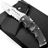 Wolfgangs UNDIQUE Zweihand Klappmesser aus feinem 440C Stahl - LEGAL in Deutschland zu führen - Outdoor Messer mit Multifunktions-Klinge - Starkes Survival Messer - Jagdmesser Bushcraft