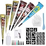 Lictin Henna Tattoo Temporäre Tattoo Temporäre Tätowierung Kit Henna Temporäre Tattoo Set Tattoo Farbe mit 4 Kunststoffdüse 2 Tattoo Vorlage
