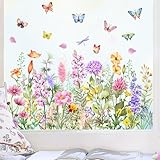 COLOFALLA 3 Stücke Fensterbilder Sommer Fensterbilder Blumen Schmettertling Selbstklebend Fensteraufkleber Sommer Fensteraufkleber Blümen Groß Zweiseitig Wiederverwandbar Fensterbild Frühling
