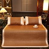 Kühlende Bambus-Isomatte, faltbar, traditionelles chinesisches Rattan-Pad für den Sommer, atmungsaktiv, Komfort für Einzel-/Doppel-/Queen-Size-Größe (Farbe D 150 cm)