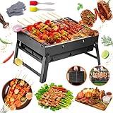 Klappgrill,Holzkohlegrill Klein,BBQ Barbecue Grill,Outdoor Picknick Campinggrill 45cm x 30cm x 23cm Tragbarer Grill für Picknick, Garten, Terrasse, Camping, Reisen