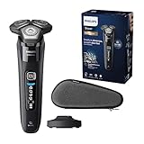 Philips Shaver Series 8000 – Elektrischer Nass- und Trockenrasierer mit SkinIQ Technologie in Schwarz, ausklappbarer Trimmer, Ladestation, Reiseetui, Reinigungsbürste (Modell S8696/35)