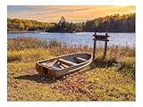 1500 Teile Puzzles für Erwachsene Kinder-Boot,See,Bäume 87x57cm