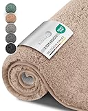 Beautissu Badematte rutschfest 100x60 cm – Duschvorleger Hochflor Badteppich rutschfest Waschbar Shaggy Optik – Flauschig Badvorleger Badezimmerteppich Groß – Badematte Natur BeauMare FL