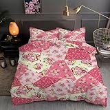 LLSZAHD BettwäSche 220x240 Blumenpuzzle, Blumen Bettbezug 220x240 3 Teilig mit ReißVerschluss Weich und BüGelfrei BettwäSche-Sets - WendebettwäSche mit 2 Kissenbezug 80x80