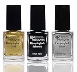 Stampinglack Set 3x12ml Gold Schwarz Silber Stamping Lack Nagellack Nail Polish RM Beautynails