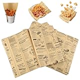 100 Blätter Backpapier Zeitungsoptik, Backpapier Zuschnitte 28 X 38 cm，Butterbrotpapier, Burger Papier, Käsepapier, Ölbeständiges Sicheres Deli Wrap Papier für Sandwiches, Pommes, Kuchen, Brot