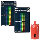 AGT Gasstandanzeiger: 2er-Set Gasstand-Anzeiger für Gasflaschen, 22-stufige Skala (Gas Anzeiger, Gasflaschenanzeige, Aufkleber Füllstand)