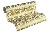 Thomas Vliestapete mit Ornamenten Tapete neo barock 10,05 m x 0,53 m goldfarben weiß Made in Germany TLT004