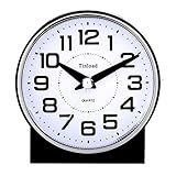Tinload 10,2 cm leiser analoger Wecker, kein Ticken, sanftes Wecken, Piepton, steigende Lautstärke, batteriebetriebene Schlummerfunktion und Lichtfunktionen, einfach einzustellen (schwarz)