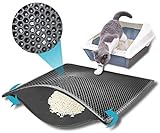 kaxionage Katzenklo Matte, 61 x 38CM Katzenmatte, Waben Doppelschicht Design,Wasserdichtes Urinbeständiges Material, Easy Clean Streukontrolle (Grau)