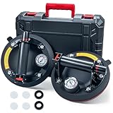 2er-Set Saugheber Glassauger mit Manometer|Tragkraft Max.220KG,Vakuum Saugheber Fliesen Glasheber mit Tragbarer Werkzeugkasten,Saugheber für Glas,Fliesen,Marmor