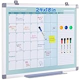 MAKELLO Magnetisches Whiteboard Monatsplaner, Trocken Abwischbar, To Do Liste, für Zuhause, Schlafzimmer, Büro, Klassenzimmer, 60 x 45 cm