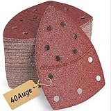 80 Stück Schleifpapier Dreieckschleifer Set 105x152 mm (93x93x93 mm), 40 Granularität, 11-Loch für Bosch PSM 100A, PSM 160, PSM 200 AES, PSM 18, für Holz, Metall, Kunststoff