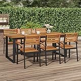 AUVYI Gartentisch mit Beinen in U-Form 200x90x75 cm Massivholz Akazie Braun Balkontisch Klein Beistelltisch Outdoor Sofatisch Wohnzimmer Stehtisch Bistrotisch Coffee Table Camping Tisch