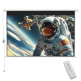 INMOZATA Motor Leinwand Beamer Elektrisch 247cm, Bild 221 x 124 cm(100 Zoll), Format 16:9, Fernbedienung, Deckenmontage & Wandmontage Projektor Leinwand für Heimkino Büro Schule Präsentationen-Weiß