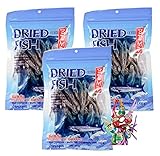 yoaxia ® - 3er Pack - [ 3x 100g ] Getrocknete Sardellen von BDMP Thailand Dried Anchovy Pla-ka-tak #9 + ein kleines Glückspüppchen - Holzpüppchen