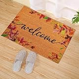 2026 Teppich Herbstliche Fußmatte in Warmer Farbe, Willkommens-Fußmatte, Fußmatte für die Haustür, für den Innen- Außenbereich, Dekoration die Veranda (B, 40x60 cm)