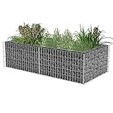 Festnight Gabionen Hochbeet Metall Gabionenkorb Steingabione Hochbeete für Garten Balkon Terrasse Pflanzkorb Steinkorb Ziergabione Pflanzkasten Pflanzkübel Blumenkasten 180x90x50 cm