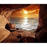 decomonkey Fototapete Meer Strand 350x256 cm Tapete Fototapeten Vlies Tapeten Vliestapete Wandtapete moderne Wand Schlafzimmer Wohnzimmer Sonnenuntergang Landschaft